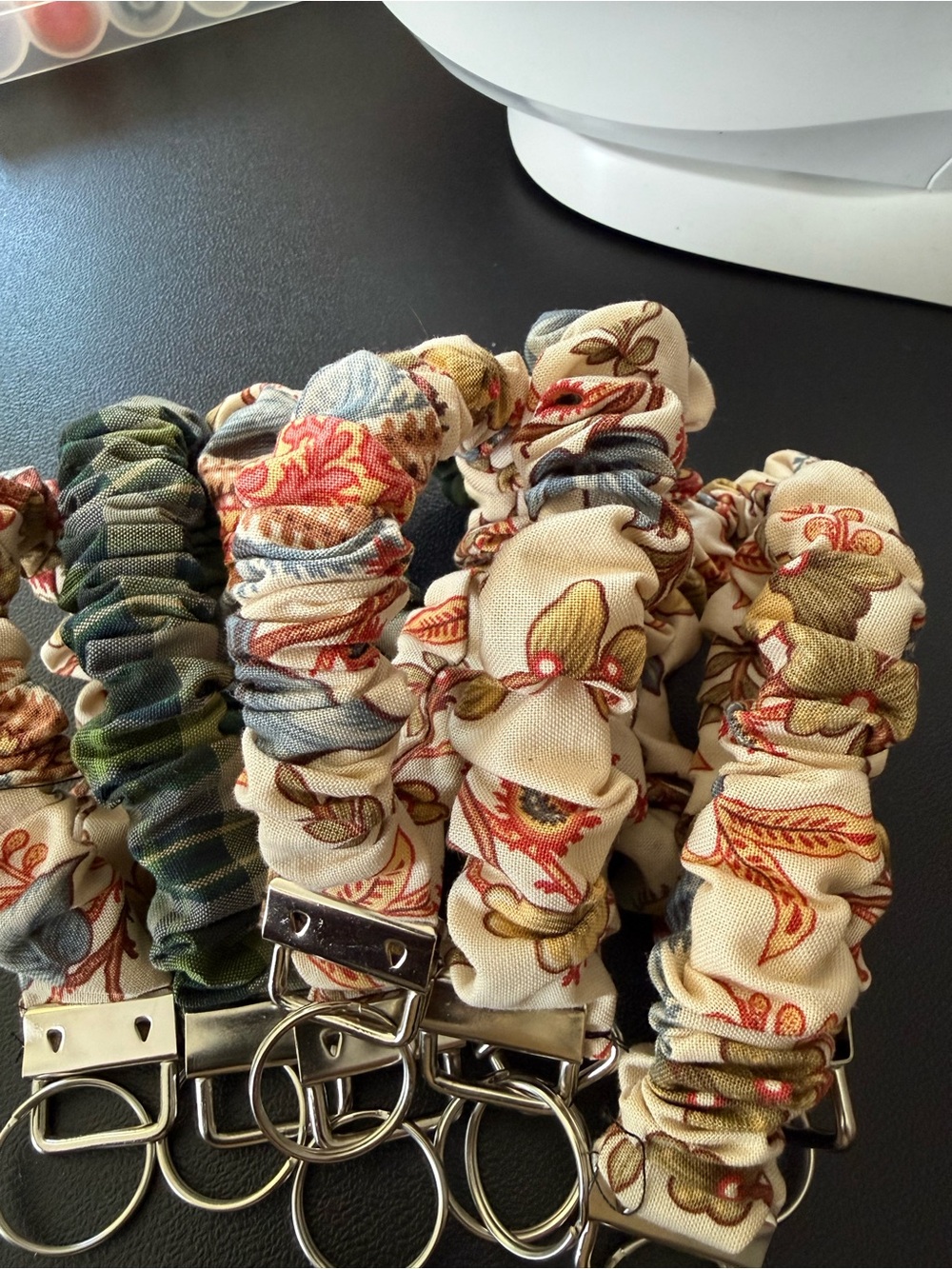 Floral Scrunchie Keychain Wristlet - Cream Floral
